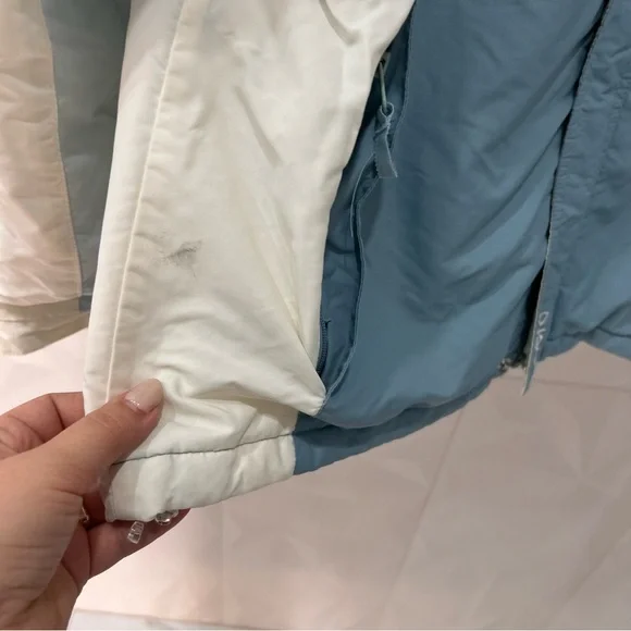 Aero Coat Size Large Hooded Womens Blue Nylon Full Zip Pockets Ski Jacket - Picture 5 of 11